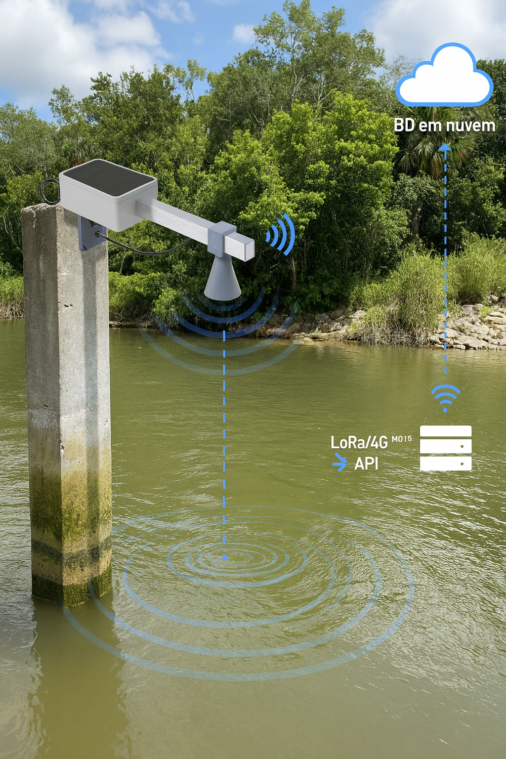 Digital Staff Gauge — solar-powered water level ruler